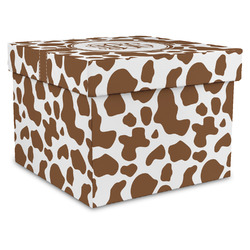 Cow Print Gift Box with Lid - Canvas Wrapped - XX-Large (Personalized)