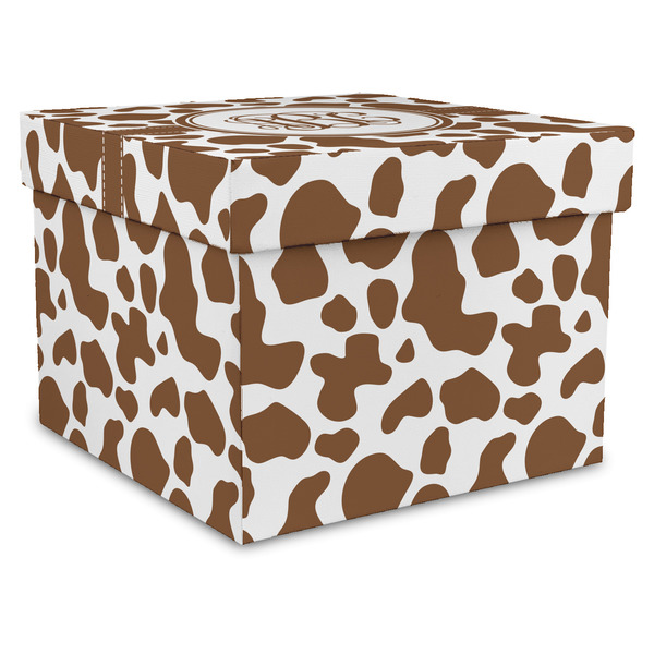 Custom Cow Print Gift Box with Lid - Canvas Wrapped - XX-Large (Personalized)