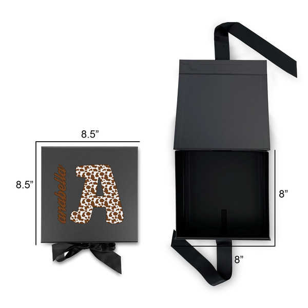 Cow Print Gift Boxes with Magnetic Lid - Black - Open & Closed