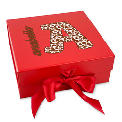 Cow Print Gift Box with Magnetic Lid - Red (Personalized)