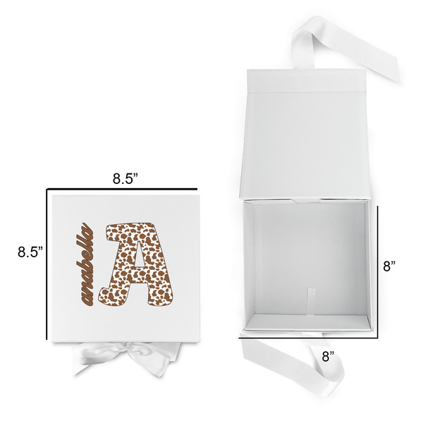 Cow Print Gift Boxes with Magnetic Lid - White - Open & Closed