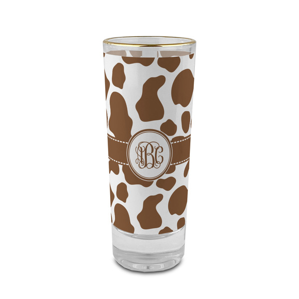 Custom Cow Print 2 oz Shot Glass -  Glass with Gold Rim - Set of 4 (Personalized)