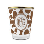 Cow Print Glass Shot Glass - 1.5 oz - with Gold Rim - Set of 4 (Personalized)