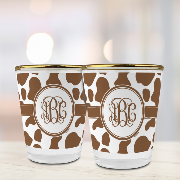 Cow Print Glass Shot Glass - with gold rim - LIFESTYLE