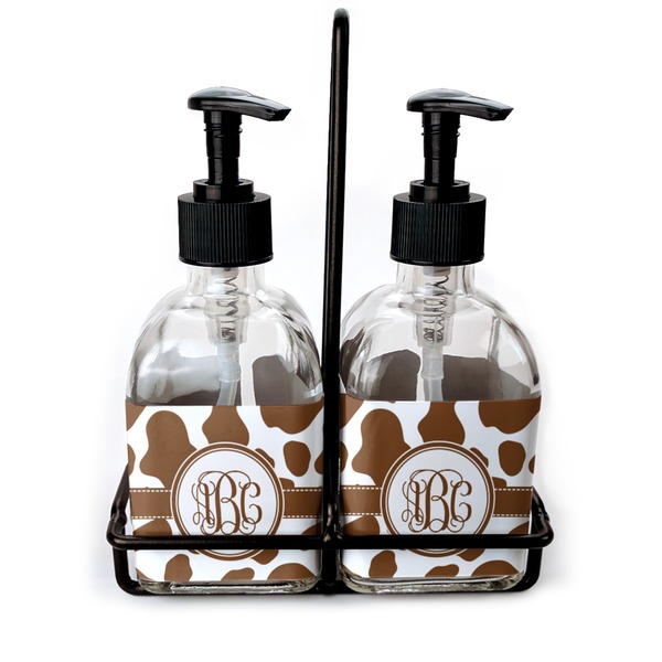 Custom Cow Print Glass Soap & Lotion Bottle Set (Personalized)