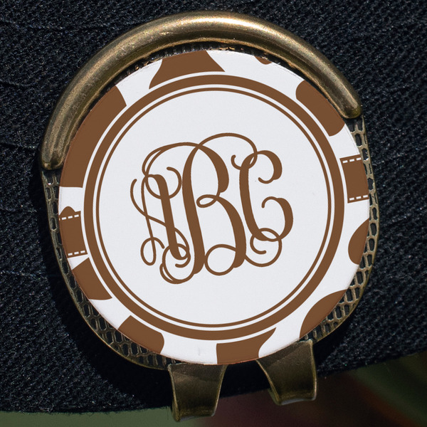 Cow Print Golf Ball Marker Hat Clip - Gold - Close Up