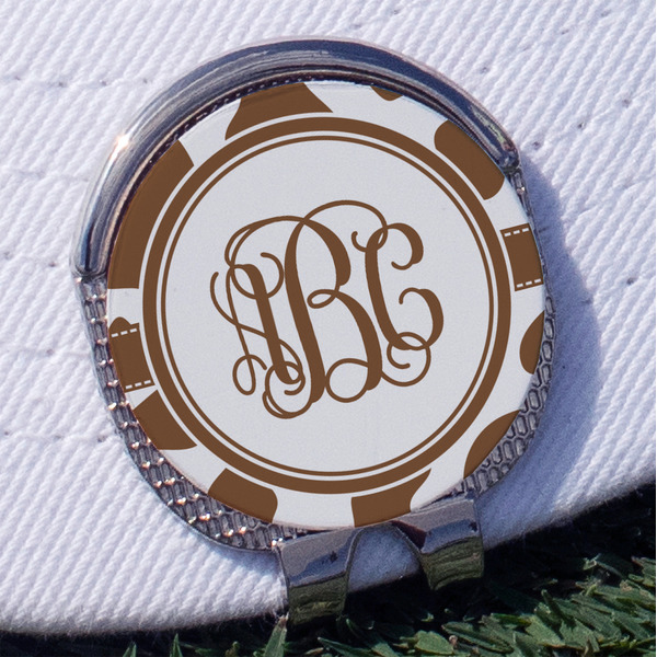 Cow Print Golf Ball Marker Hat Clip - Silver - Front