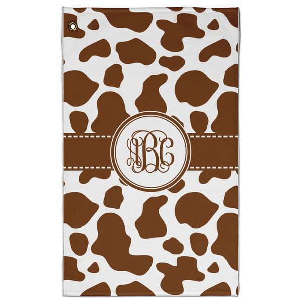 Custom Cow Print Golf Towel - Poly-Cotton Blend w/ Monograms
