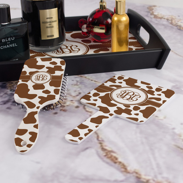 Cow Print Hair Brush and Hand Mirror - Bathroom Scene