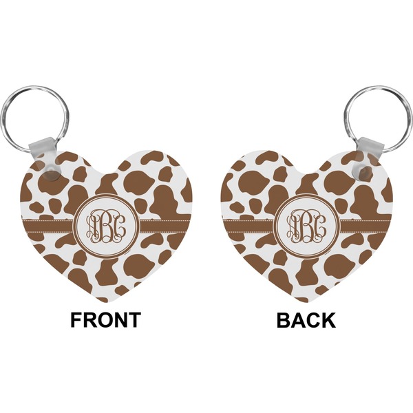 Cow Print Heart Keychain (Front + Back)