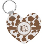 Cow Print Heart Plastic Keychain w/ Monogram