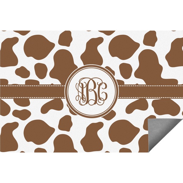 Custom Cow Print Indoor / Outdoor Rug - 5'x8' w/ Monogram