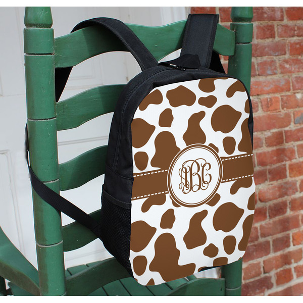 Cow Print Kids Backpack - In Context