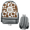 Cow Print Large Backpack - Gray - Front & Back View