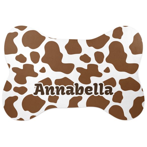 Custom Cow Print Bone Shaped Dog Food Mat (Personalized)