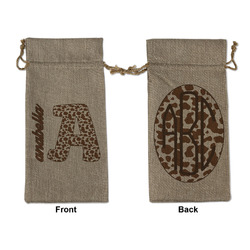 Cow Print Large Burlap Gift Bag - Front & Back (Personalized)