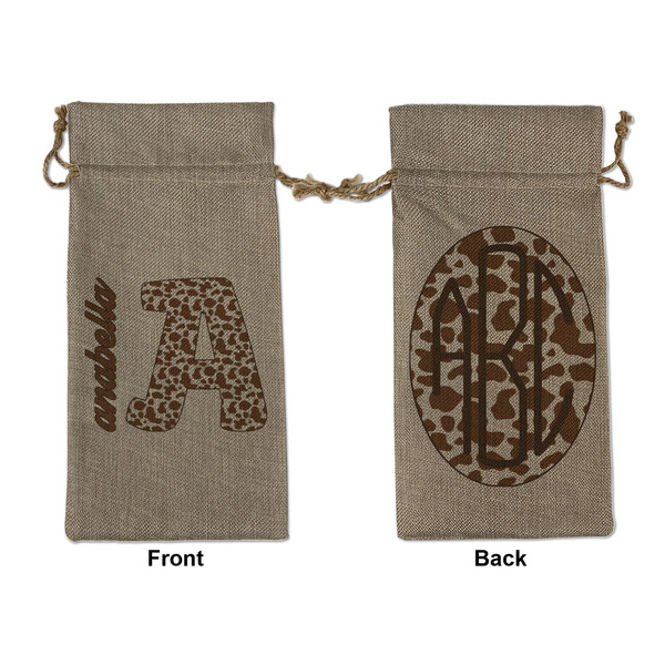 Custom Cow Print Large Burlap Gift Bag - Front & Back (Personalized)