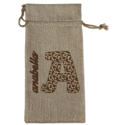 Cow Print Large Burlap Gift Bag - Front (Personalized)