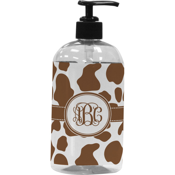 Custom Cow Print Plastic Soap / Lotion Dispenser (16 oz - Large - Black) (Personalized)