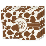 Cow Print Double-Sided Linen Placemat - Set of 4 w/ Monogram