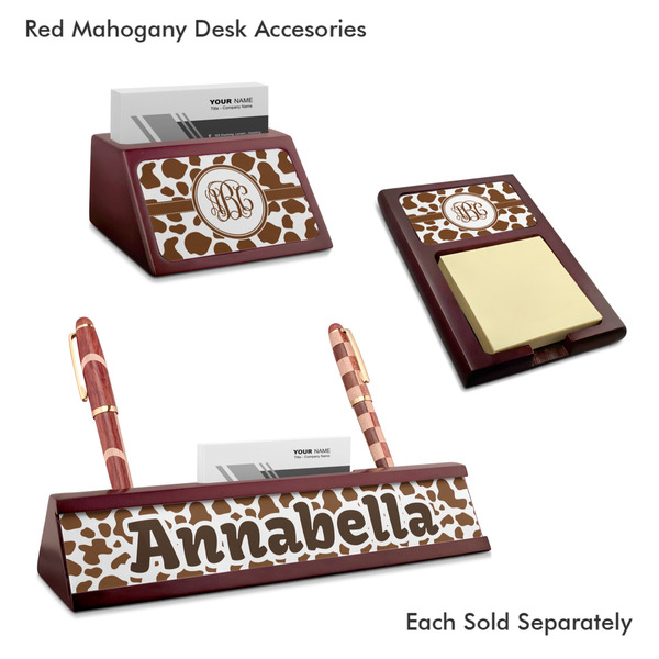 Cow Print Mahogany Desk Accessories