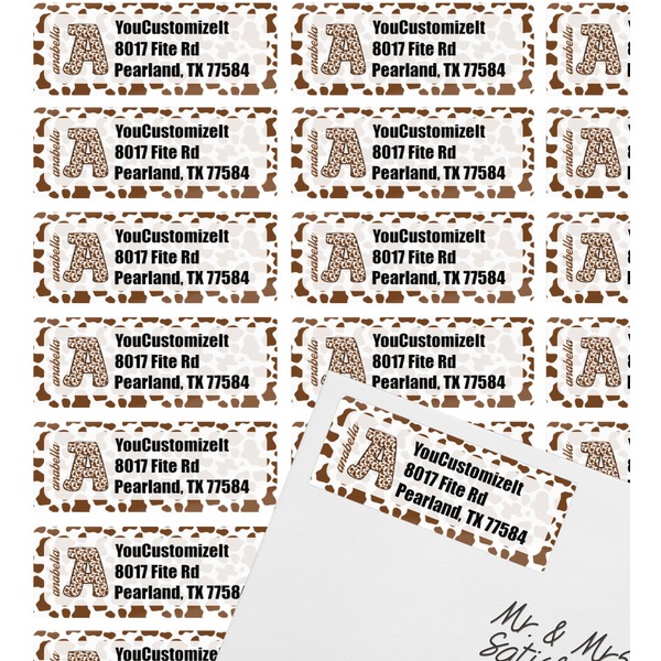Cow Print Mailing Label on Envelope - Multiple Labels