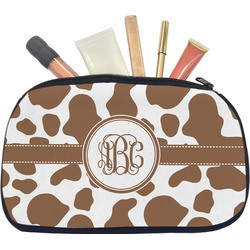 Cow Print Makeup / Cosmetic Bag - Medium w/ Monogram