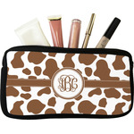 Cow Print Makeup / Cosmetic Bag - Small w/ Monogram