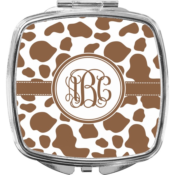 Custom Cow Print Compact Makeup Mirror (Personalized)