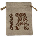 Cow Print Medium Burlap Gift Bag - Front (Personalized)