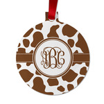 Cow Print Metal Ball Ornament - Double Sided w/ Monogram