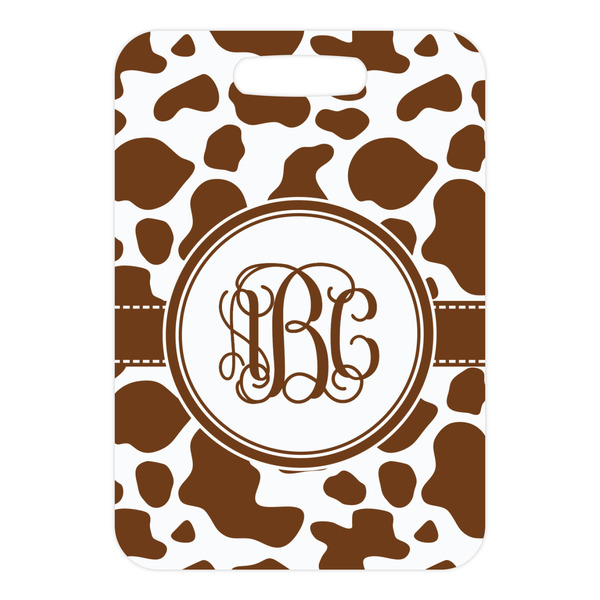 Cow Print Metal Luggage Tag - Front Without Strap