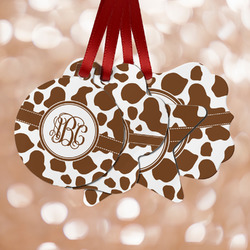 Cow Print Metal Ornaments - Double Sided w/ Monogram