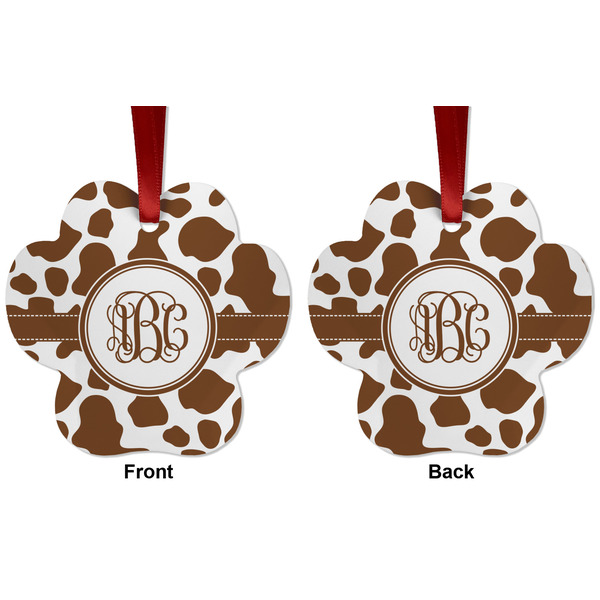 Cow Print Metal Paw Ornament - Front and Back