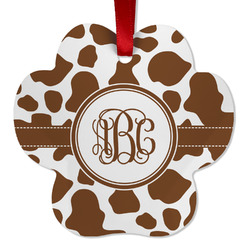 Cow Print Metal Paw Ornament - Double Sided w/ Monogram