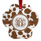 Cow Print Metal Paw Ornament - Front