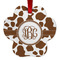 Cow Print Metal Paw Ornament - Double Sided w/ Monogram