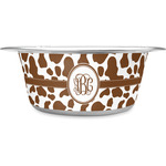Cow Print Stainless Steel Dog Bowl - Large (Personalized)