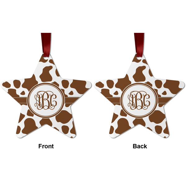 Cow Print Metal Star Ornament - Front and Back