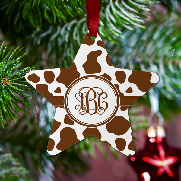 Cow Print Metal Star Ornament - Lifestyle