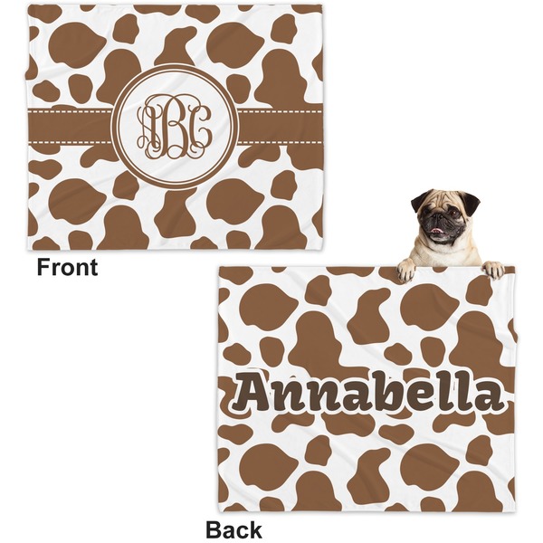 Cow Print Microfleece Dog Blanket - Large- Front & Back
