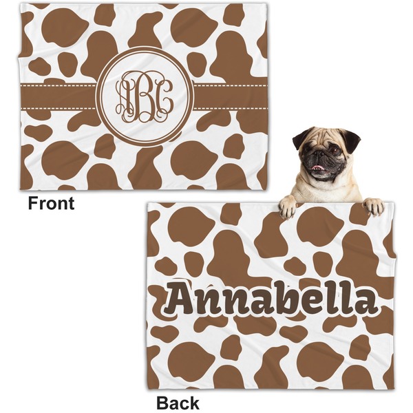 Cow Print Microfleece Dog Blanket - Regular - Front & Back