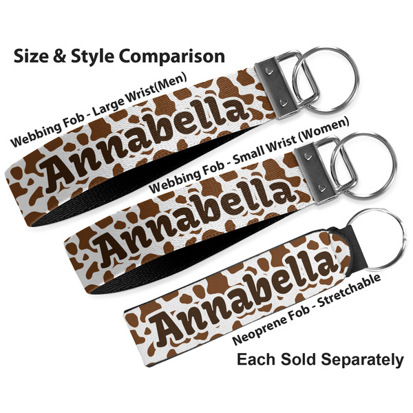 Cow Print Multiple Key Ring comparison sizes