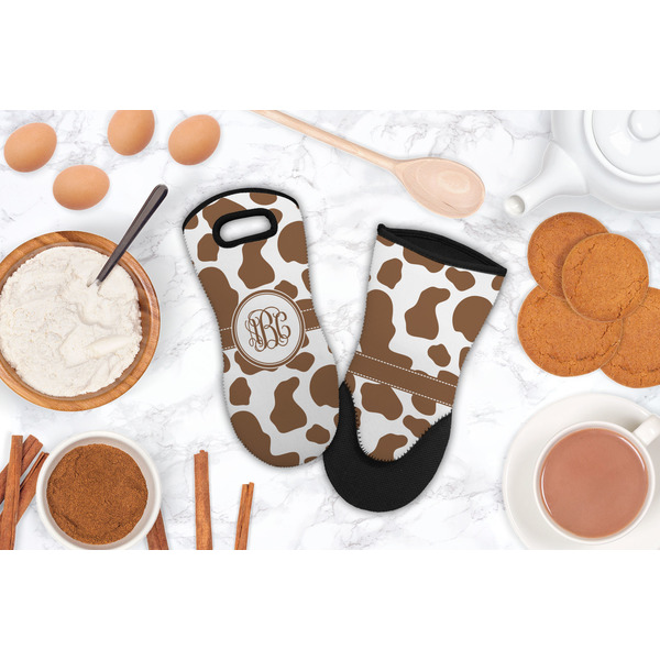 Cow Print Neoprene Oven Mitt - Lifestyle Image