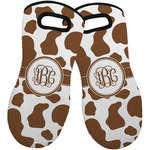 Cow Print Neoprene Oven Mitts - Set of 2 w/ Monogram