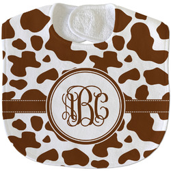 Cow Print Velour Baby Bib w/ Monogram