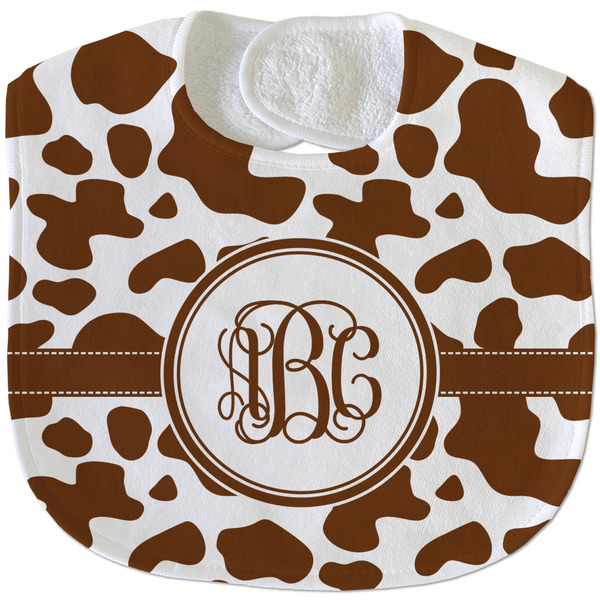 Custom Cow Print Velour Baby Bib w/ Monogram