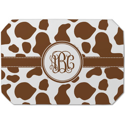 Cow Print Dining Table Mat - Octagon (Single-Sided) w/ Monogram