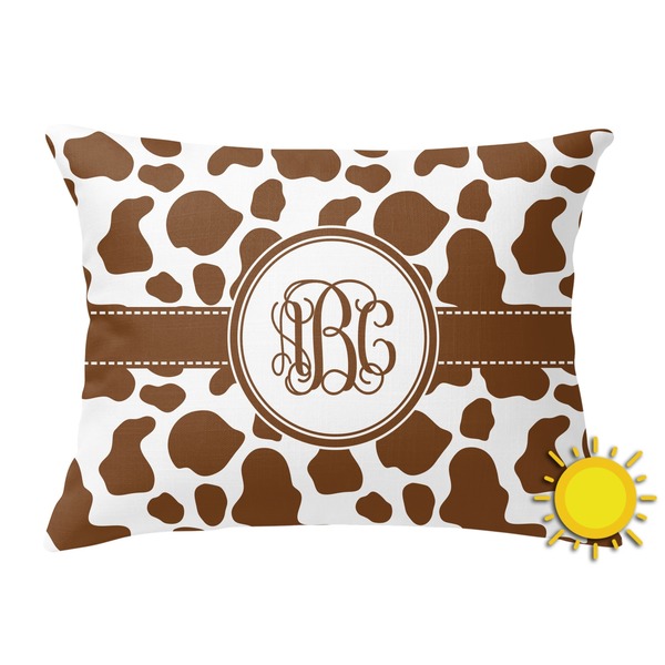 Custom Cow Print Outdoor Throw Pillow (Rectangular) (Personalized)