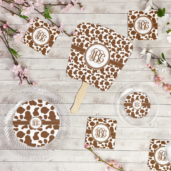 Cow Print Party Supplies Combination Image - All items - Plates, Coasters, Fans